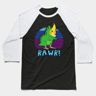 RAWR - Aesthetic Vaporwave Cockatiel Dinosaur Baseball T-Shirt